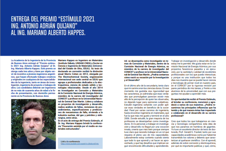 Lee más sobre el artículo Premio Estimulo 2021 | Ing. Mariano Alberto Kappes