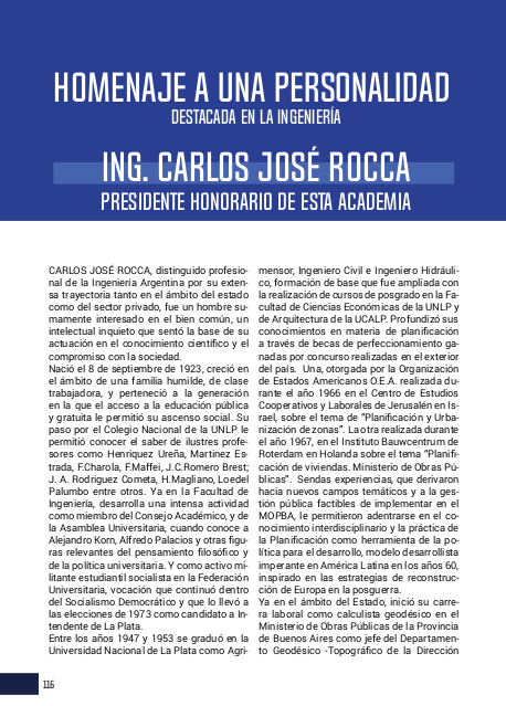Lee más sobre el artículo Nota Histórica : Homenaje a Ing. Carlos José Rocca